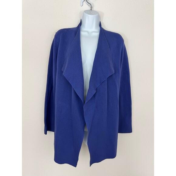Eileen Fisher Blue Silk & Cotton Open Front Cardigan | Size M - Picture 1 of 7
